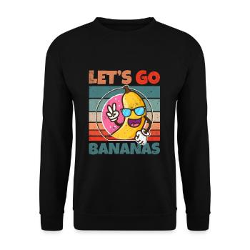 Retro Vintage Let's Bananas Funny Peace Banana - Unisex Pullover - Schwarz - Vorne - Alina (178cm) & Michal (187cm)