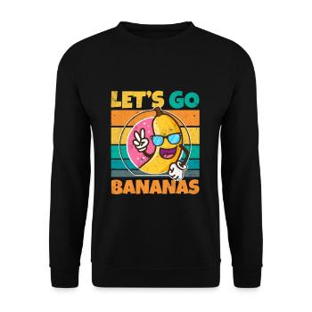 Vintage Let's Bananas Funny Peace Banana - Unisex Pullover - Schwarz - Vorne - Alina (178cm) & Michal (187cm)