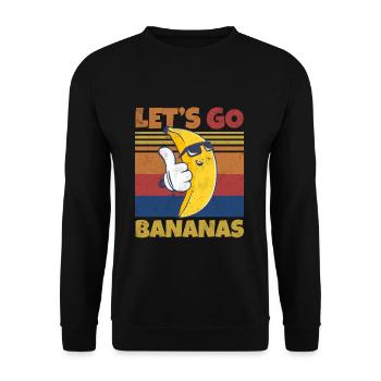 Retro Let's Bananas Funny Cool Banana - Unisex Pullover - Schwarz - Vorne - Alina (178cm) & Michal (187cm)