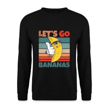 Retro Vintage Let's Bananas Funny Cool Banana - Unisex Pullover - Schwarz - Vorne - Alina (178cm) & Michal (187cm)