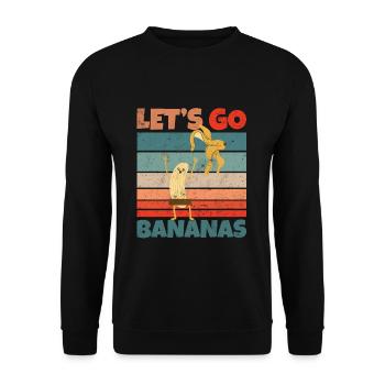 Retro Vintage Let's Bananas Funny Strip Banana - Unisex Pullover - Schwarz - Vorne - Alina (178cm) & Michal (187cm)