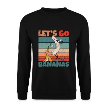Retro Vintage Let's Bananas Funny Butt Banana - Unisex Pullover - Schwarz - Vorne - Alina (178cm) & Michal (187cm)