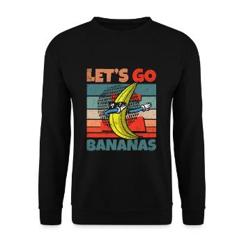 Retro Vintage Let's Bananas Funny Dab Banana - Unisex Pullover - Schwarz - Vorne - Alina (178cm) & Michal (187cm)