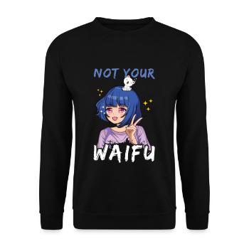 Vaporwave Japan Japanese Cute Not Your Waifu Anime - Unisex Pullover - Schwarz - Vorne - Alina (178cm) & Michal (187cm)