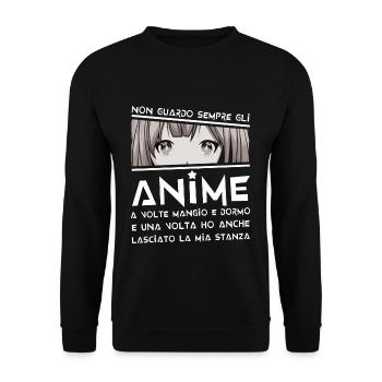 Vaporwave Japan Japanese I Always Watch Anime - Unisex Pullover - Schwarz - Vorne - Alina (178cm) & Michal (187cm)
