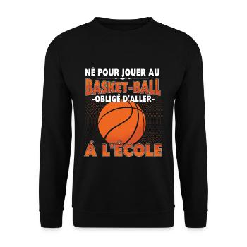 Forced School Athlete Ball Game Sport Basketball - Unisex Pullover - Schwarz - Vorne - Alina (178cm) & Michal (187cm)