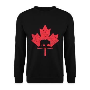 Retro Bear Maple Proud Canadian Flag Canada Day - Unisex Pullover - Schwarz - Vorne - Alina (178cm) & Michal (187cm)