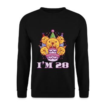 Age 28 Year Old Birth Born Cryptocurrency Money - Unisex Sweatshirt - black - Front - Alina (178cm) & Michal (187cm)