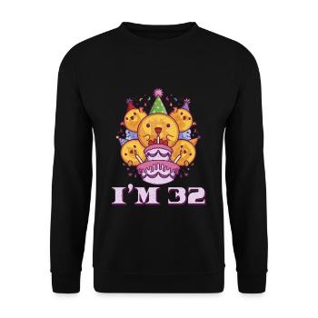 Age 32 Year Old Birth Born Cryptocurrency Money - Unisex Pullover - Schwarz - Vorne - Alina (178cm) & Michal (187cm)