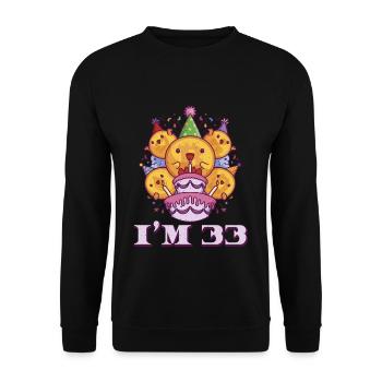 Age 33 Year Old Birth Born Cryptocurrency Money - Unisex Pullover - Schwarz - Vorne - Alina (178cm) & Michal (187cm)
