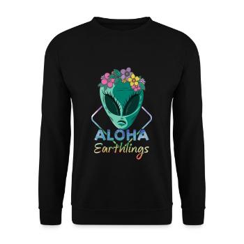 Beach 2022 Tropical Alen Space Aloha Summer - Unisex Pullover - Schwarz - Vorne - Alina (178cm) & Michal (187cm)
