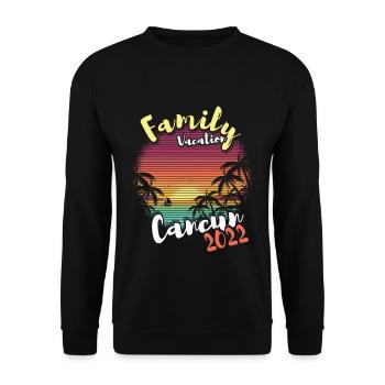 Retro Family Vacation 2022 Tropical Hello Summer - Unisex Pullover - Schwarz - Vorne - Alina (178cm) & Michal (187cm)