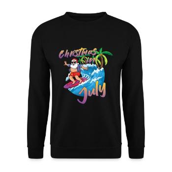 Island Beach Christmas Surfing Santa Summer 2022 - Unisex Pullover - Schwarz - Vorne - Alina (178cm) & Michal (187cm)