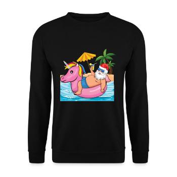 Beach Christmas Santa In Pool Summer 2022 - Unisex Sweatshirt - black - Front - Alina (178cm) & Michal (187cm)