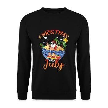 Island Beach Christmas Santa Surfing Summer 2022 - Unisex Pullover - Schwarz - Vorne - Alina (178cm) & Michal (187cm)