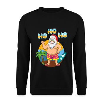 Island Beach Christmas Ho Ho Ho Santa Summer 2022 - Unisex Pullover - Schwarz - Vorne - Alina (178cm) & Michal (187cm)