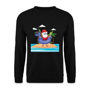 Island Beach Christmas Santa In Pool Summer 2022 - Unisex Pullover - Schwarz - Vorne - Alina (178cm) & Michal (187cm)