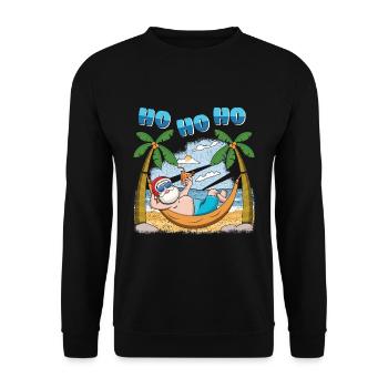 Island Beach Christmas Laughing Santa Summer 2022 - Unisex Pullover - Schwarz - Vorne - Alina (178cm) & Michal (187cm)