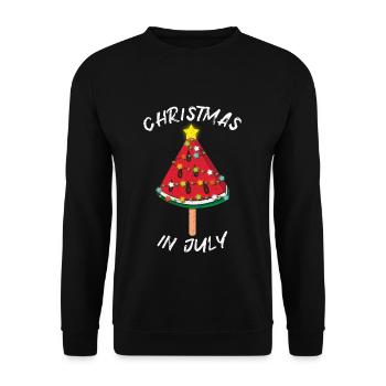 Plage Arbre de Noël Pastèque Juillet Été 2022 - Sweat-shirt Unisexe - noir - Devant - Alina (178cm) & Michal (187cm)