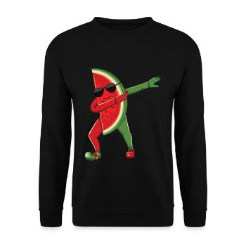 Plage 2022 Tropical Dabbing Pastèque Été - Sweat-shirt Unisexe - noir - Devant - Alina (178cm) & Michal (187cm)
