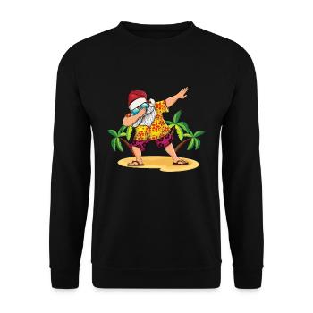 Island Beach Christmas Dabbing Santa Summer 2022 - Unisex Pullover - Schwarz - Vorne - Alina (178cm) & Michal (187cm)