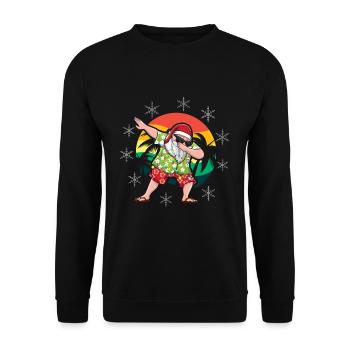 Retro Beach Christmas Dabbing Santa Summer 2022 - Unisex Sweatshirt - black - Front - Alina (178cm) & Michal (187cm)