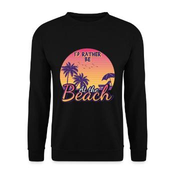 Vintage Rather Be At Beach 2022 Tropical Summer - Unisex Pullover - Schwarz - Vorne - Alina (178cm) & Michal (187cm)