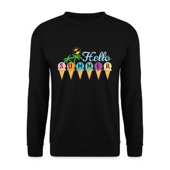 Sun Beach 2022 Tropical Cream Ice Hello Summer - Unisex Pullover - Schwarz - Vorne - Alina (178cm) & Michal (187cm)