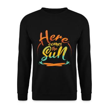 Here Comes Sun Beach 2022 Tropical Hello Summer - Unisex Pullover - Schwarz - Vorne - Alina (178cm) & Michal (187cm)