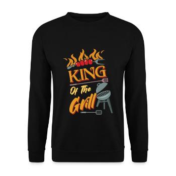 Flame Grill Barbecue Steak Backyard Summer 2022 - Unisex Pullover - Schwarz - Vorne - Alina (178cm) & Michal (187cm)