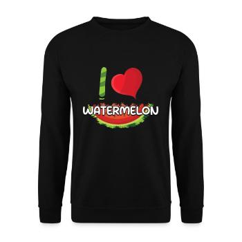 Plage 2022 Tropical J’aime la pastèque été - Sweat-shirt Unisexe - noir - Devant - Alina (178cm) & Michal (187cm)
