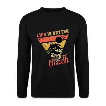 Vintage Life Better Beach 2022 Tropical Summer - Unisex Pullover - Schwarz - Vorne - Alina (178cm) & Michal (187cm)