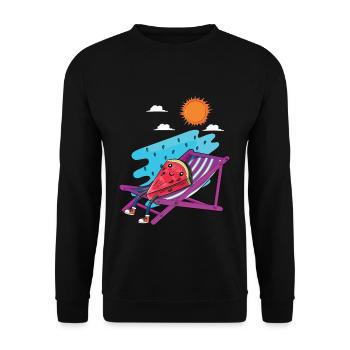 Watermelon Beach 2022 Tropical Hello Summer - Unisex Pullover - Schwarz - Vorne - Alina (178cm) & Michal (187cm)