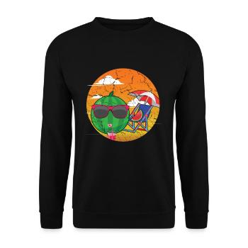 Mignonne plage de pastèque 2022 Tropical Hello Summer - Sweat-shirt Unisexe - noir - Devant - Alina (178cm) & Michal (187cm)
