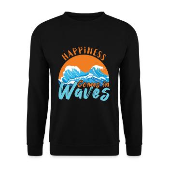 Beach 2022 Tropical Happiness Waves Hello Summer - Unisex Pullover - Schwarz - Vorne - Alina (178cm) & Michal (187cm)