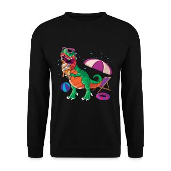 Beach 2022 Tropical Dinosaur Eat In Beach Summer - Unisex Sweatshirt - black - Front - Alina (178cm) & Michal (187cm)