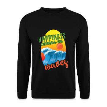 Beach 2022 Tropical Happiness In Wave Hello Summer - Unisex Pullover - Schwarz - Vorne - Alina (178cm) & Michal (187cm)