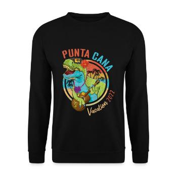 Vintage Punta Cana Vacation 2022 Tropical Summer - Unisex Pullover - Schwarz - Vorne - Alina (178cm) & Michal (187cm)