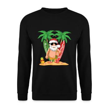 Island Beach Christmas Santa Drinking Summer 2022 - Unisex Pullover - Schwarz - Vorne - Alina (178cm) & Michal (187cm)
