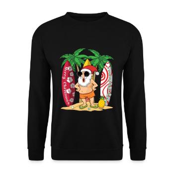 Island Beach Christmas Laugh Santa Summer 2022 - Unisex Pullover - Schwarz - Vorne - Alina (178cm) & Michal (187cm)