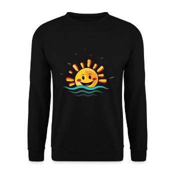 Smile Face Sun Beach 2022 Tropical Hello Summer - Unisex Pullover - Schwarz - Vorne - Alina (178cm) & Michal (187cm)