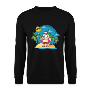 Island Beach Christmas Santa Chilling Summer 2022 - Unisex Pullover - Schwarz - Vorne - Alina (178cm) & Michal (187cm)