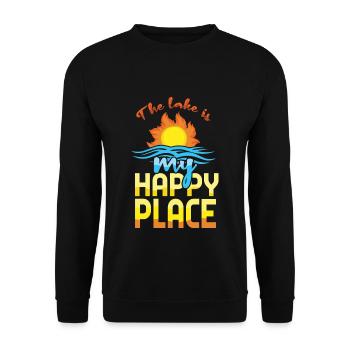 Lake Is My Happy Boat Kayak Pontoon Boating Summer - Unisex Pullover - Schwarz - Vorne - Alina (178cm) & Michal (187cm)