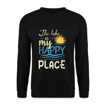 Lake My Happy Boat Kayak Pontoon Boating Summer - Unisex Pullover - Schwarz - Vorne - Alina (178cm) & Michal (187cm)
