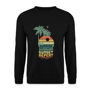 Retro Sun Beach 2022 Tropical Hello Summer - Unisex Sweatshirt - black - Front - Alina (178cm) & Michal (187cm)