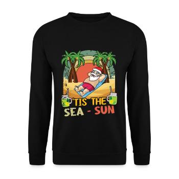 Island Beach Christmas Santa Sun Sea Summer 2022 - Unisex Pullover - Schwarz - Vorne - Alina (178cm) & Michal (187cm)