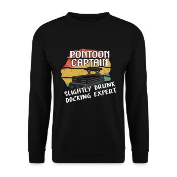 Retro Boat Kayak Pontoon Captain Boating Summer - Unisex Sweatshirt - black - Front - Alina (178cm) & Michal (187cm)