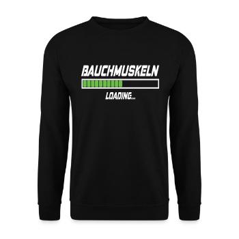 Bauchmuskeln Loading... - Unisex Pullover - Schwarz - Vorne - Alina (178cm) & Michal (187cm)