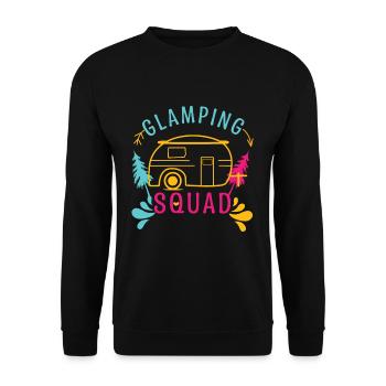 Squad Adventure Vacation Glamp Go Camping - Unisex Pullover - Schwarz - Vorne - Alina (178cm) & Michal (187cm)