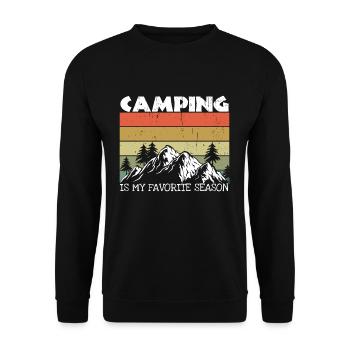 Retro Adventure Vacation Camp Camper Camping - Unisex Sweatshirt - black - Front - Alina (178cm) & Michal (187cm)